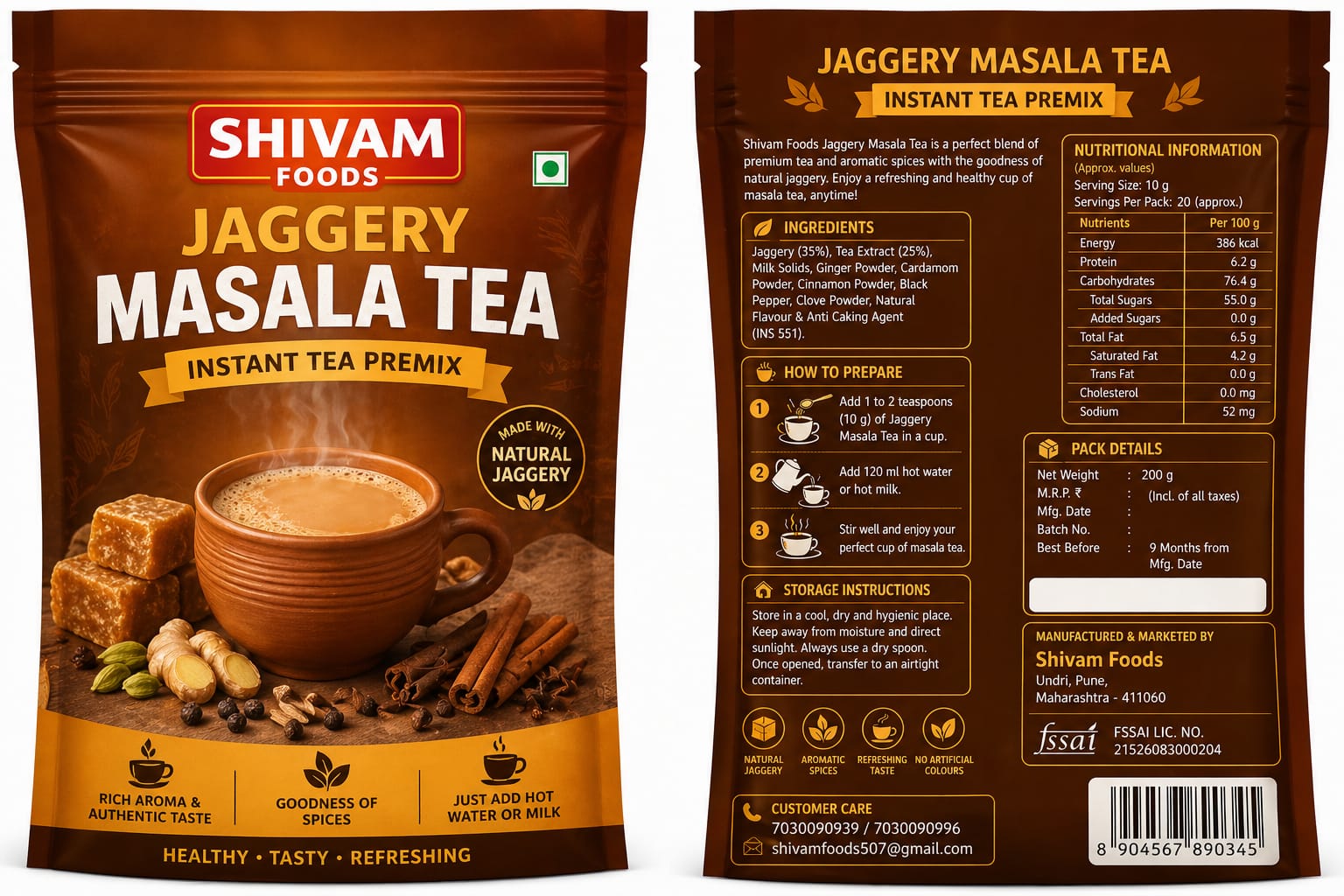 Jaggery Masala Tea Instant Tea Premix